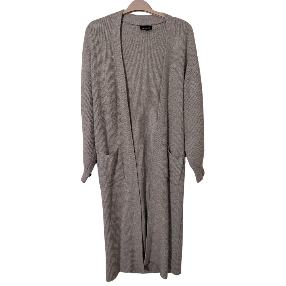 Express SzS small Gray thick chunky long floor length cardigan sweater duster